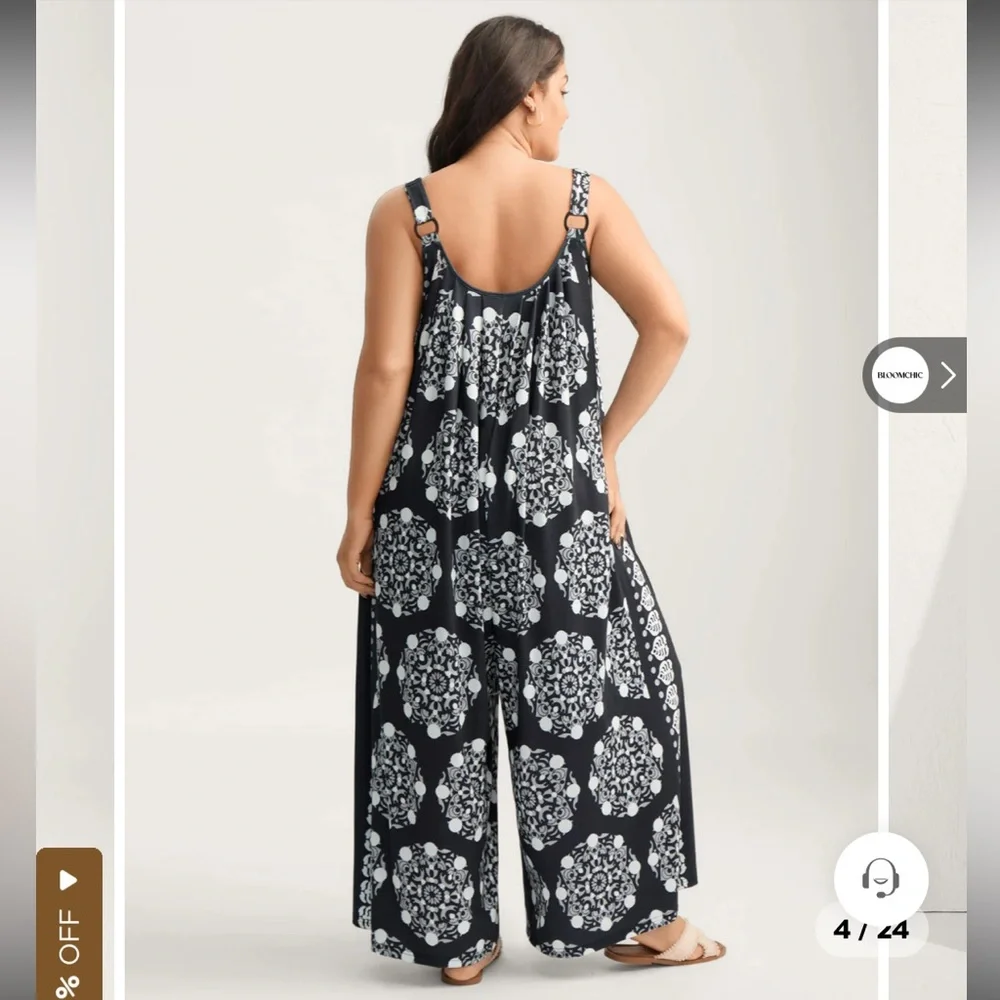BloomChic Black and White Patterned Jumpsuit - Picture 2 of 3